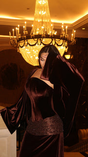 VELORA ABAYA IN BROWN