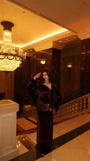 VELORA ABAYA IN BROWN