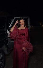 MARAL ABAYA IN CHERRY RED