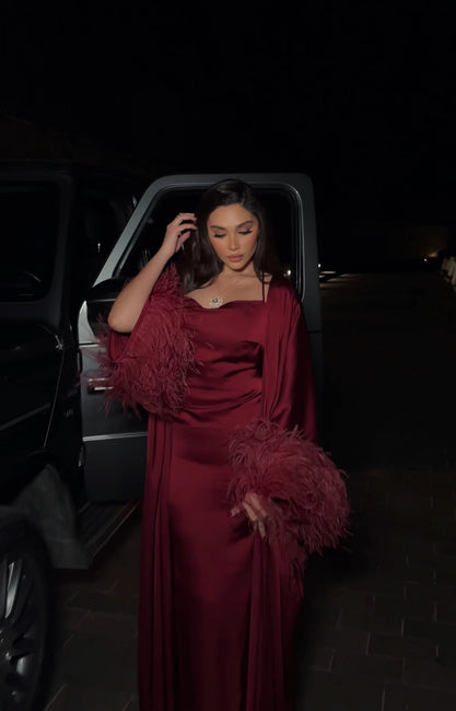 MARAL ABAYA IN CHERRY RED