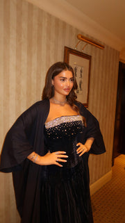 LORA BROWN VELVET ABAYA