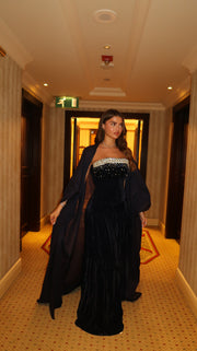 LORA BROWN VELVET ABAYA