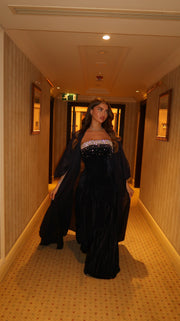 LORA BROWN VELVET ABAYA